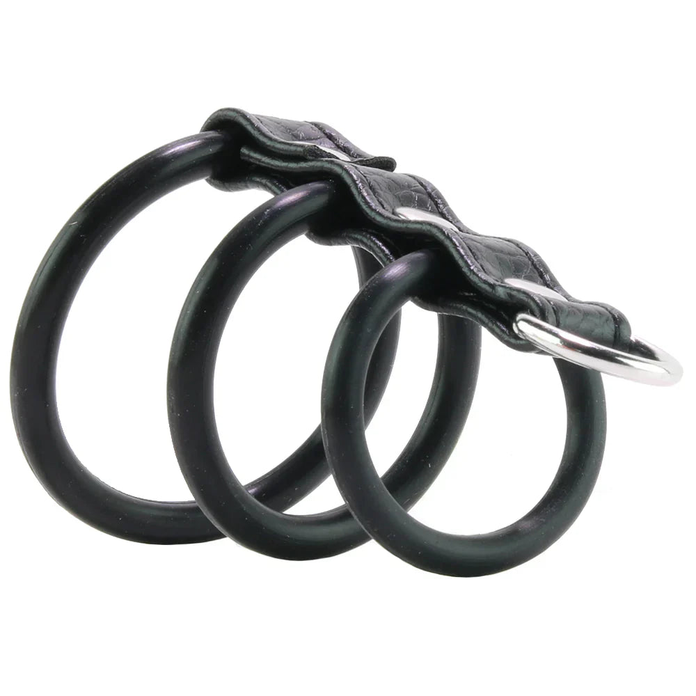 Blue Line 3 Ring Silicone Gates of Hell with Leash Lead