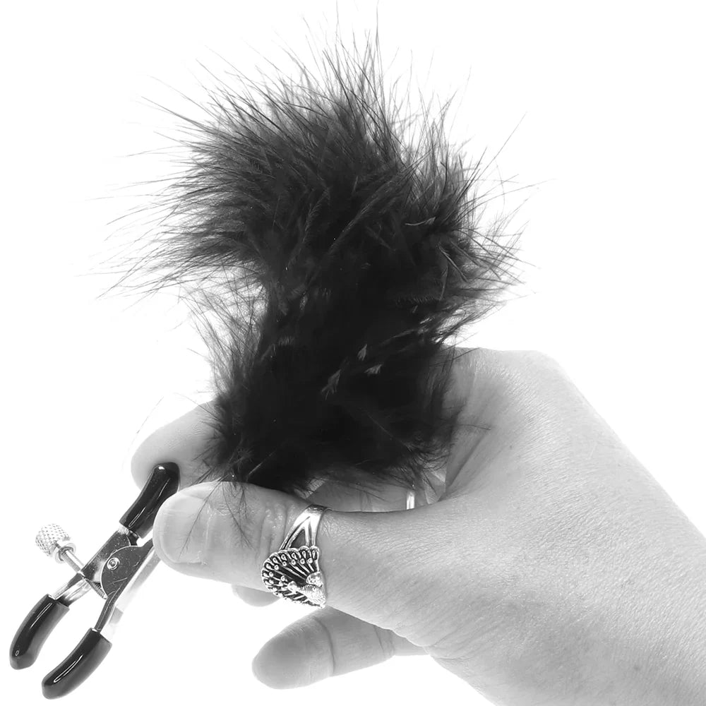 Feathered Nipple Clips – Toronto adult store – close-up view