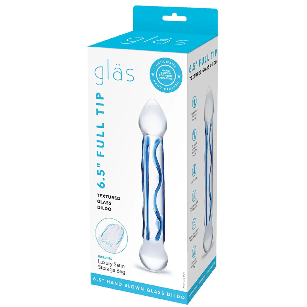 6.5" Full Tip Textured Glass Dildo