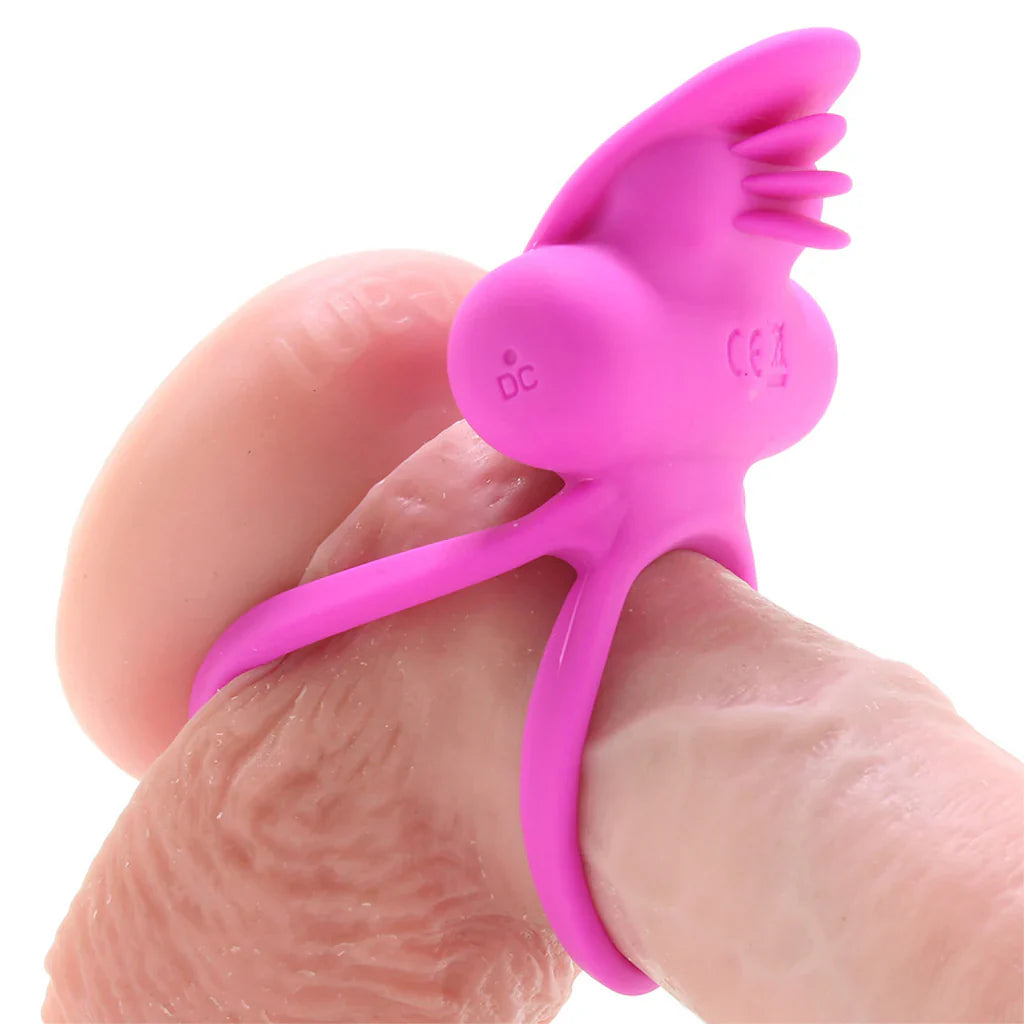Dual Clit Flicker Vibrating Cock Ring in Pink – Toronto adult boutique – features
