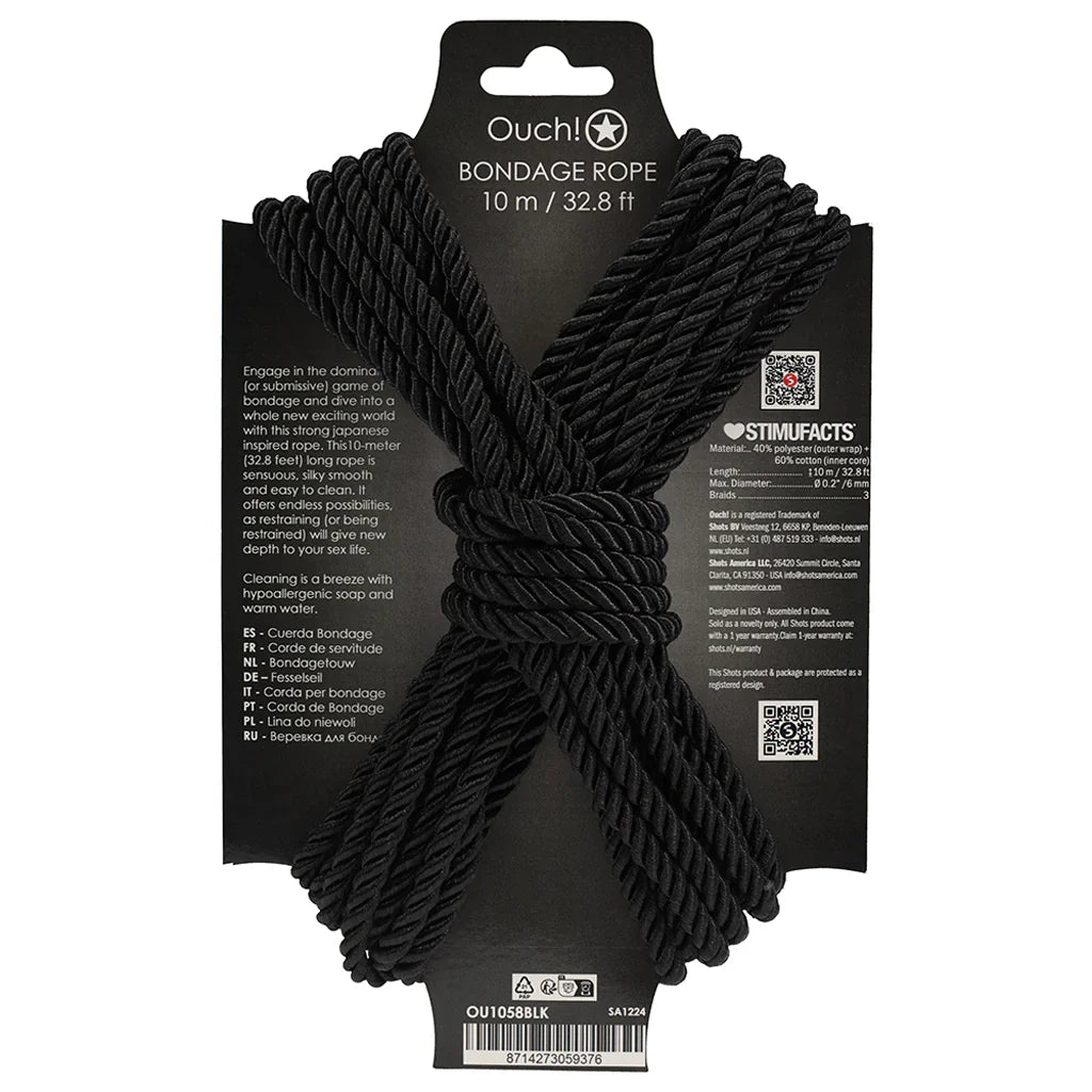 Ouch! 32.8'/10m Bondage Rope in Black