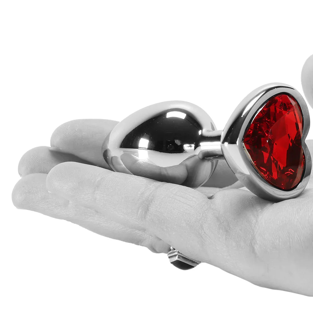 Booty Sparks Red Heart Gem Anal Plug in Small – Heaven Boutique Toronto – side view