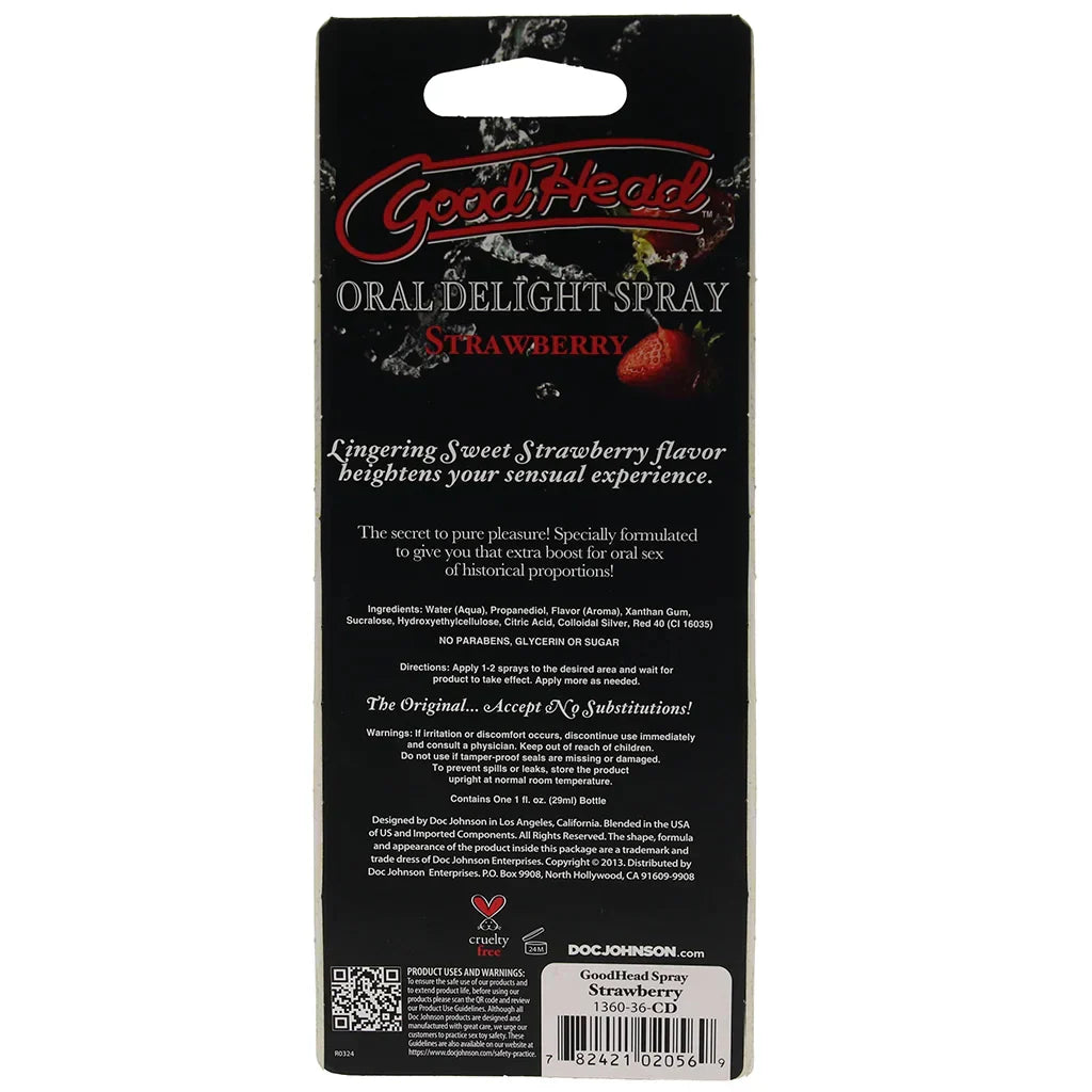 GoodHead Oral Delight Spray 1oz in Strawberry – Toronto adult store – close-up view