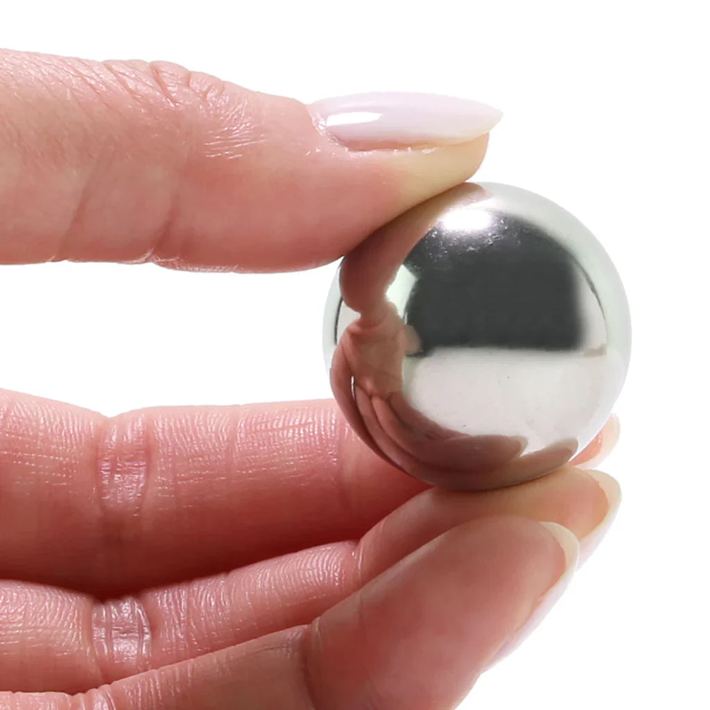 Metallic Weighted Steel Orgasm Balls in Silver – Toronto adult boutique – features