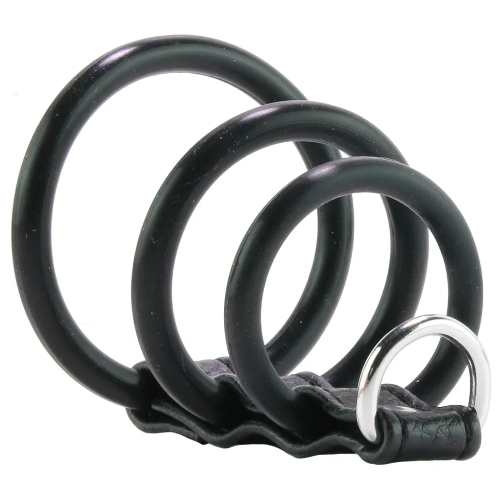 Blue Line 3 Ring Silicone Gates of Hell with Leash Lead