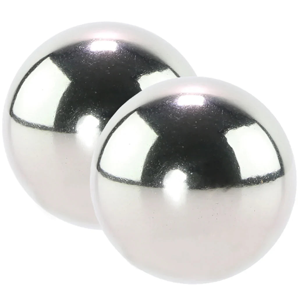 Metallic Weighted Steel Orgasm Balls in Silver – Heaven Boutique Toronto – side view