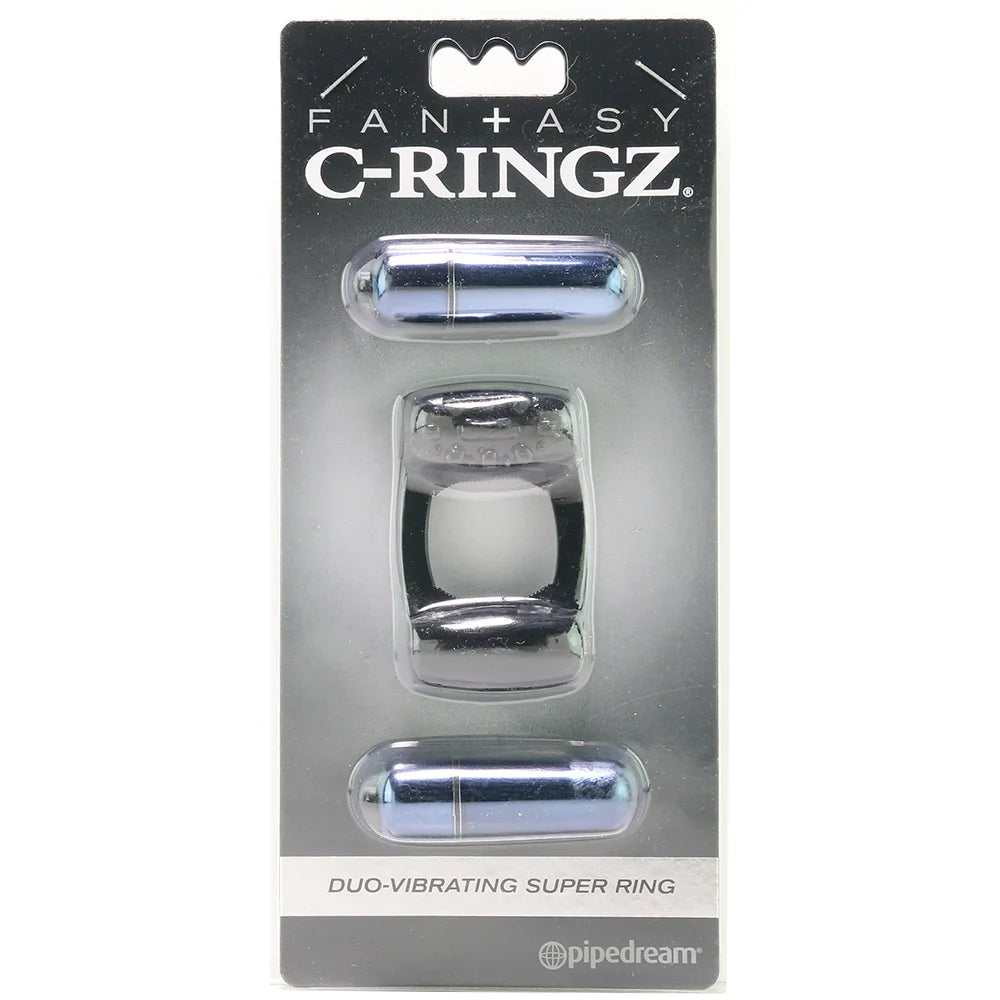 Duo-Vibrating Super Ring in Black – Toronto adult store – close-up view