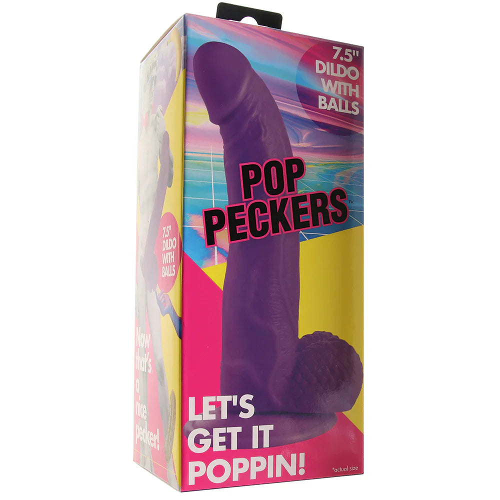 Pop Peckers 7.5 Inch Ballsy Dildo in Purple — buy in Toronto | Heaven Boutique