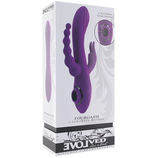 Fourgasm Triple Stimulator Sucking Rabbit Vibe in Purple