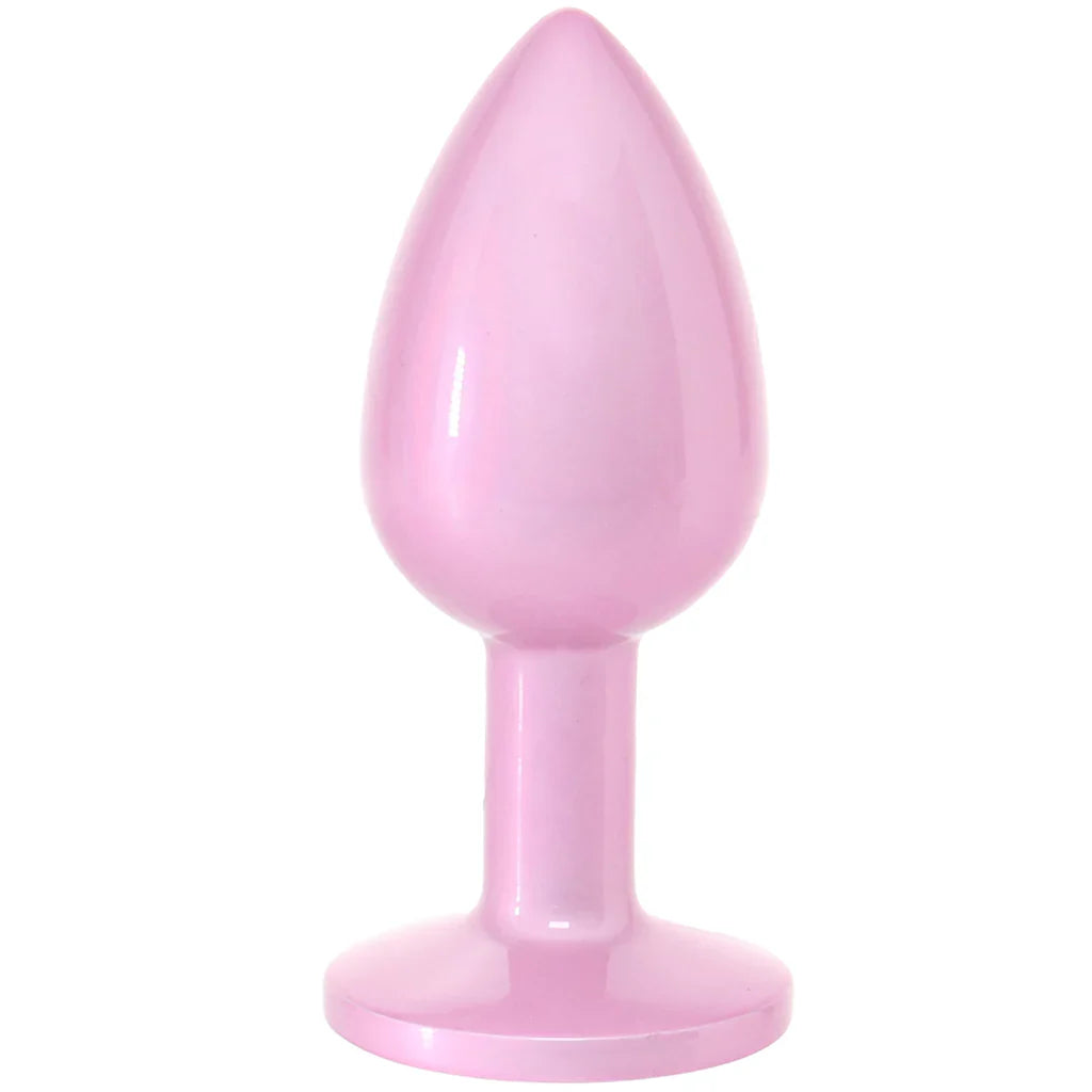 Rear Assets Pink Metal Butt Plug in Small - Small – Heaven Boutique Toronto – side view