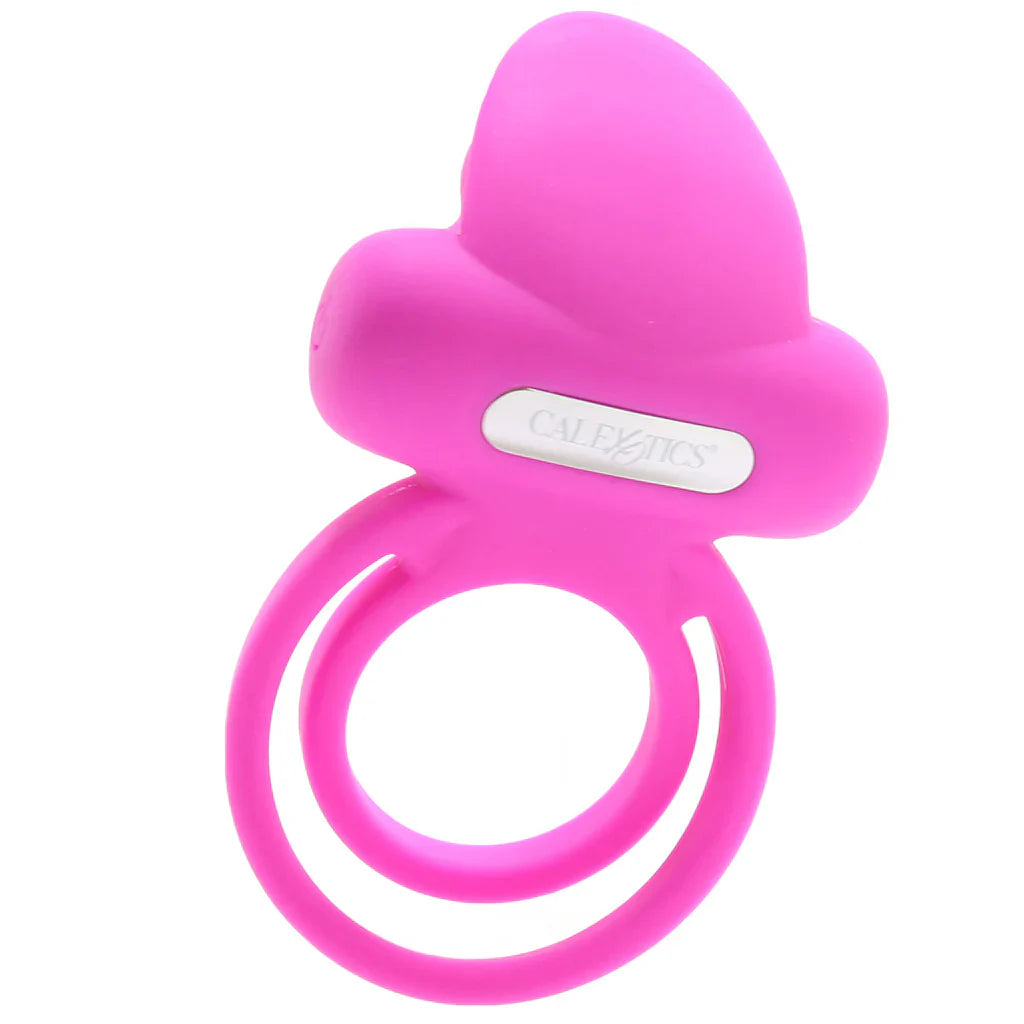 Dual Clit Flicker Vibrating Cock Ring in Pink – Toronto adult store – close-up view