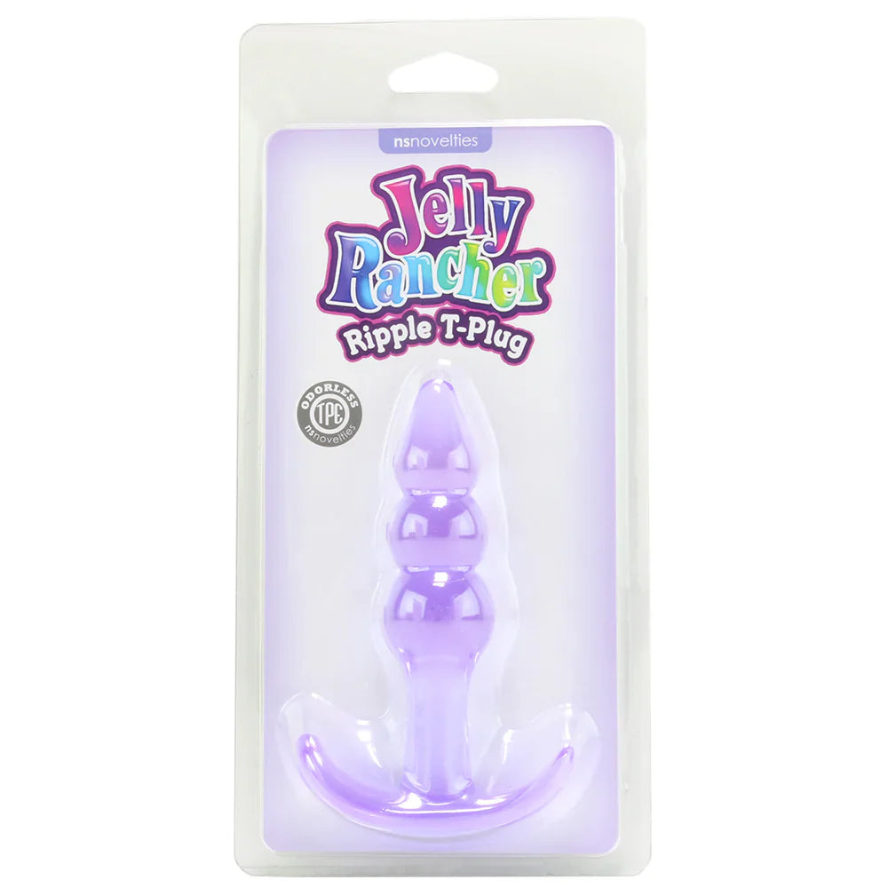 Jelly Rancher Ripple T Butt Plug in Purple – Toronto adult store – close-up view