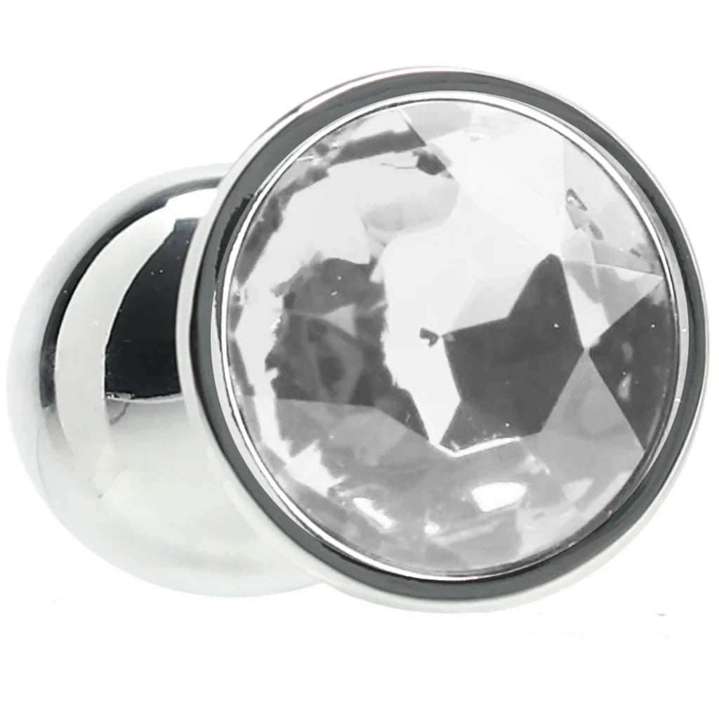 Ouch! Round Gem Silver Plug in Small - Small – Toronto adult store – close-up view