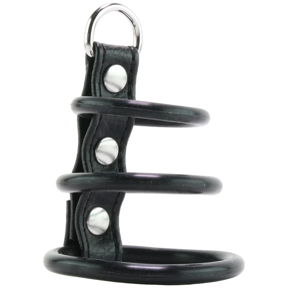 Blue Line 3 Ring Silicone Gates of Hell with Leash Lead