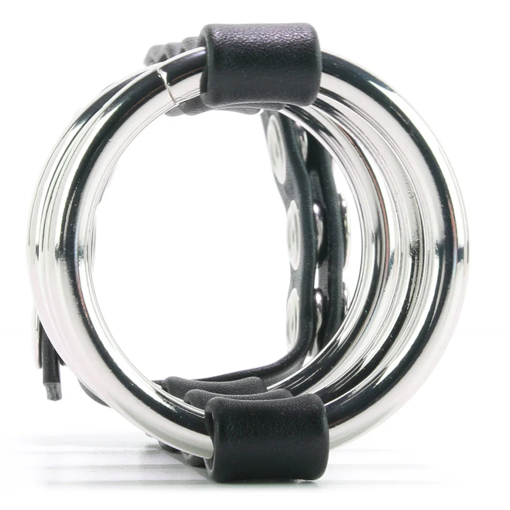 Blue Line Triple Metal C-Ring with Adjustable Ball Strap – Toronto adult boutique – features