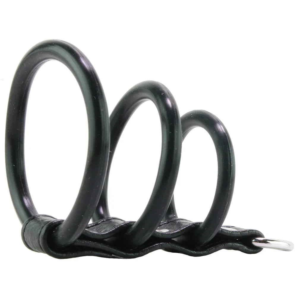 Blue Line 3 Ring Silicone Gates of Hell with Leash Lead