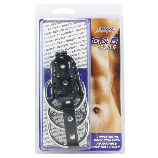 Blue Line Triple Metal C-Ring with Adjustable Ball Strap — buy in Toronto | Heaven Boutique