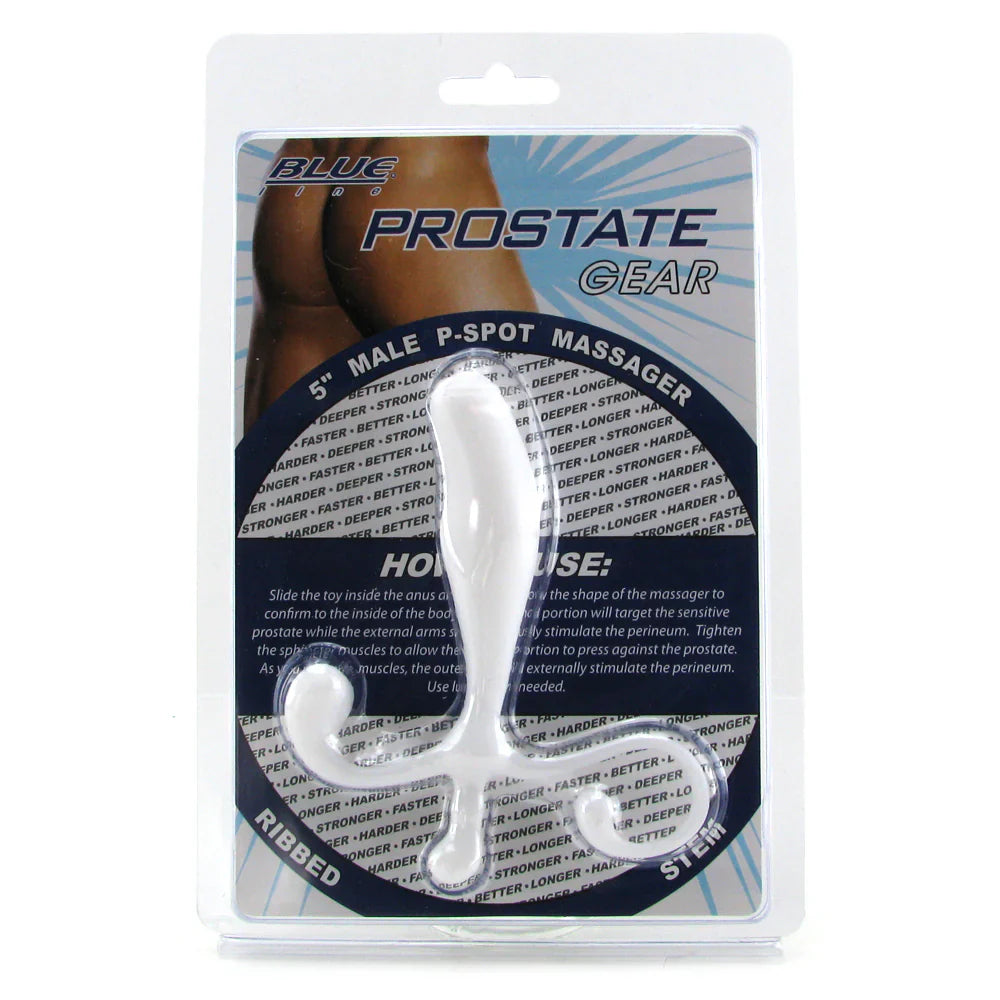 Blue Line 5 Inch Male P-Spot Massager in White