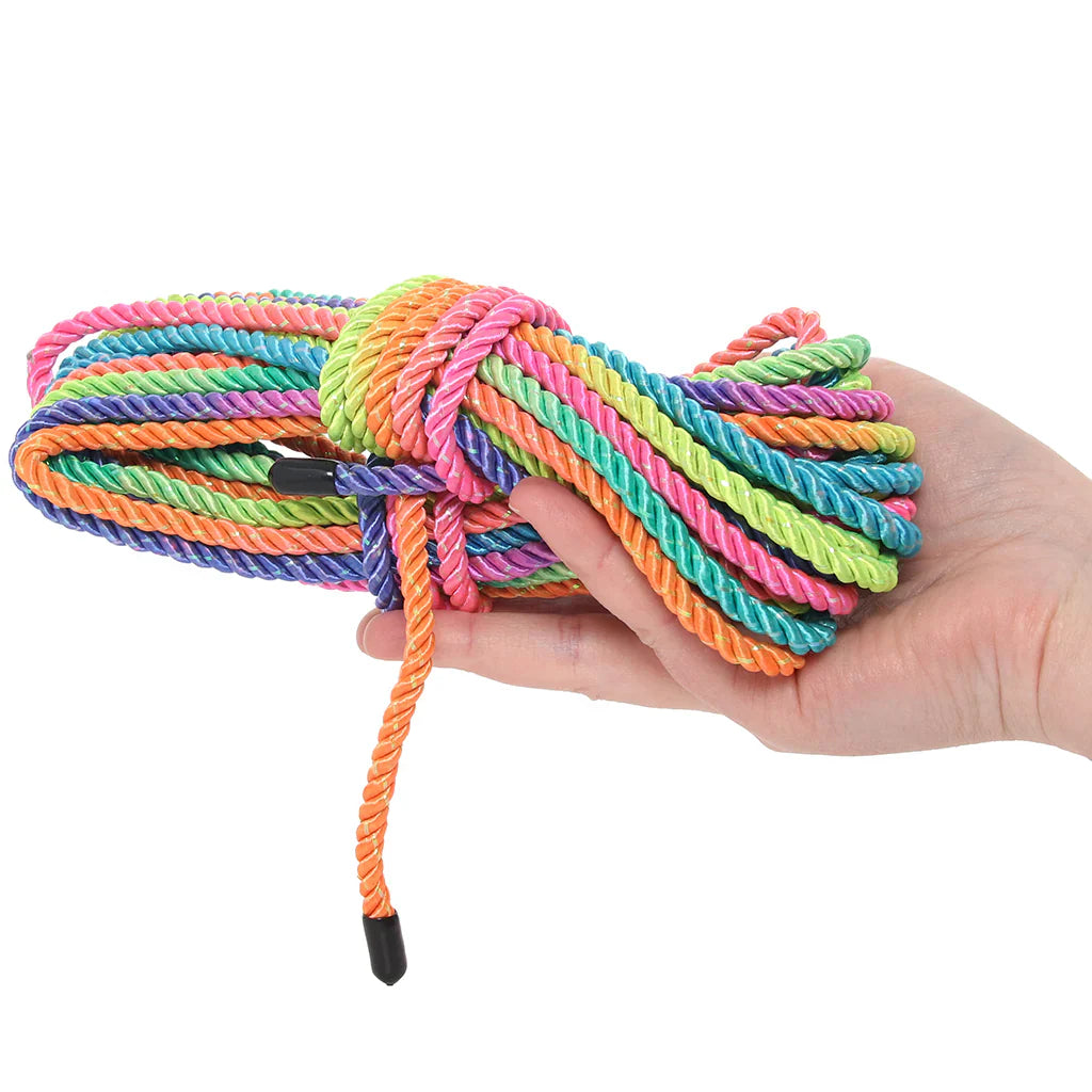 Ouch! 32.8'/10m Bondage Rope in Vibrant Rainbow