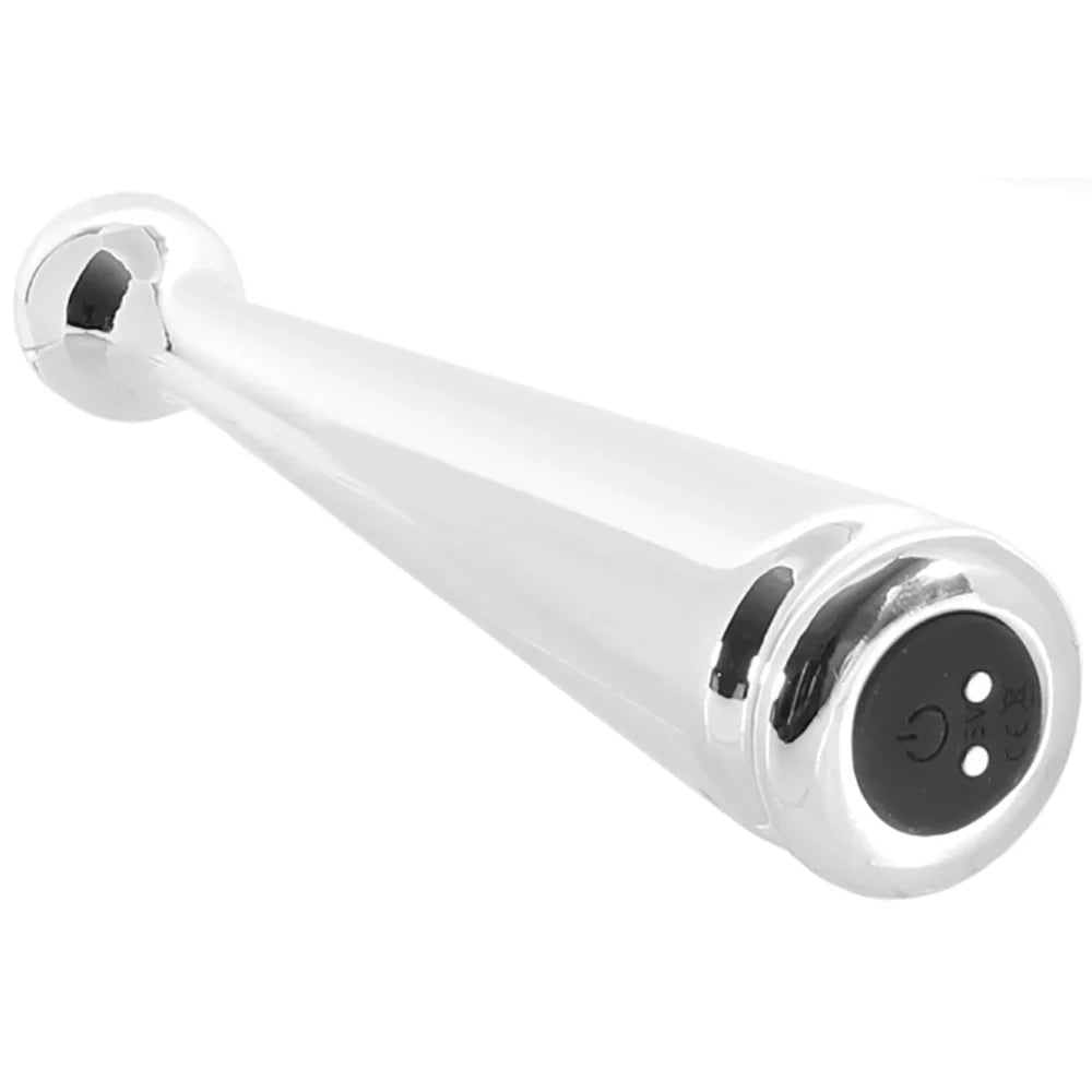 Tease Me Rechargeable Metal Vibe – Toronto adult store – close-up view