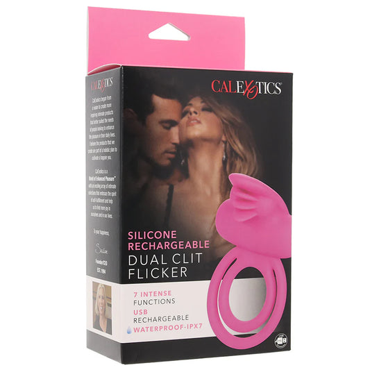 Dual Clit Flicker Vibrating Cock Ring in Pink — buy in Toronto | Heaven Boutique